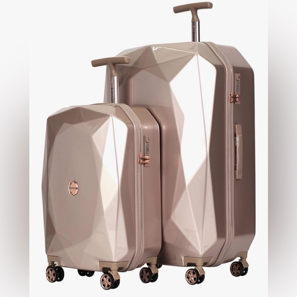 kensie Gemstone rose, gold Luggage Set, Rose Gold, 28” and 20” Carry-On